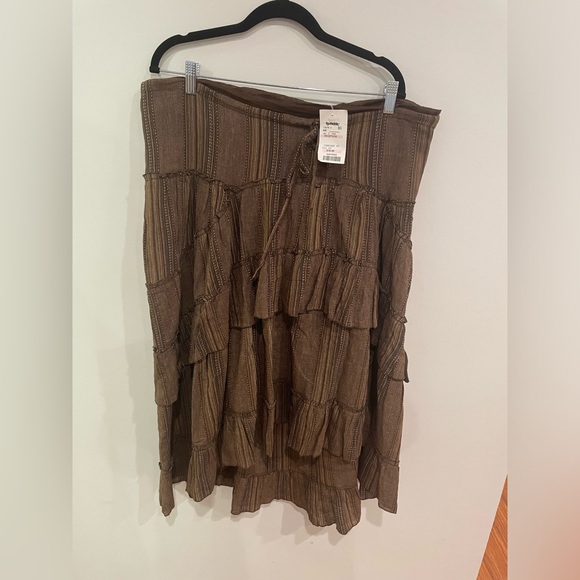 Brand New With Tag Matty M Ruffled Skirt Size Medium Brown Long Skirt Women’s - Picture 1 of 6
